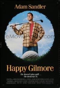 3g757 HAPPY GILMORE 1sh 1996 image of Adam Sandler, he doesn't play, he destroys golf!