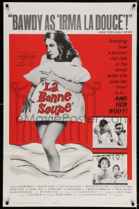 3g810 LA BONNE SOUPE 1sh 1964 sexy naked Annie Girardot on bed covered only by pillows!