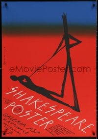 3g224 SHAKESPEARE POSTER exhibition Polish 25x36 1995 wild art of a figure and shadow with heart!