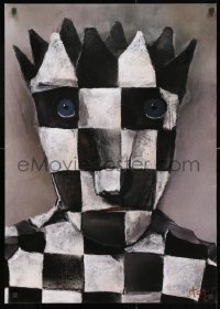 3g228 STASYS EIDRIGEVICIUS Polish 24x34 1990s completely different wild art of checkered king!