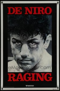 3g867 RAGING BULL teaser 1sh 1980 Martin Scorsese, classic close up boxing image of Robert De Niro!