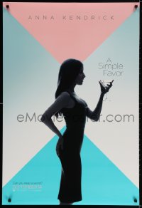 3g897 SIMPLE FAVOR teaser DS 1sh 2018 super sexy profile image of Anna Kendrick holding glass!