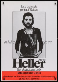 3g098 ANDRE HELLER 23x33 German music poster 1974 Bei Lebendigem Leib, cool portrait!