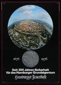 3g131 HAMBURGER FEUERKASSE 24x33 German advertising poster 1976 300th anniversary!