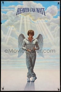 3g492 HEAVEN CAN WAIT 30x45 special poster 1978 Lettick art of angel Warren Beatty wearing sweats!