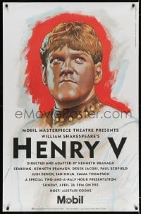 3g085 HENRY V tv poster R1992 great art of star & director Kenneth Branagh by Paul Davis!