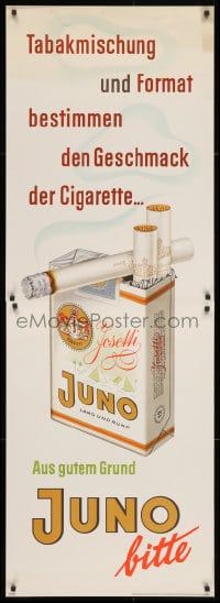 3g137 JUNO 24x66 lit cigarette style German advertising poster 1950s Walter Muller smoking art!