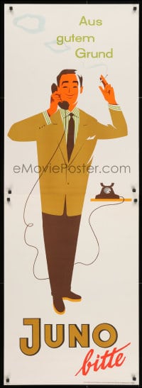 3g134 JUNO 24x66 phone style German advertising poster 1950s Walter Muller smoking art!