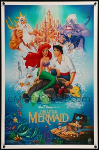 3g518 LITTLE MERMAID 18x27 special 1989 Morrison art of cast, Disney underwater cartoon!