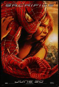 3g912 SPIDER-MAN 2 teaser DS 1sh 2004 Tobey Maguire in title role with Kirsten Dunst, Sacrifice!