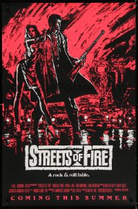 3g932 STREETS OF FIRE advance 1sh 1984 Walter Hill, Riehm pink dayglo art, a rock & roll fable!