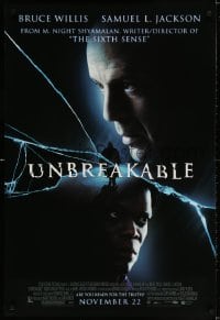 3g961 UNBREAKABLE advance DS 1sh 2000 M. Night Shyamalan directed, Bruce Willis, Samuel L. Jackson!