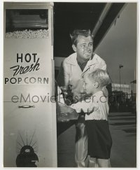 3h083 ALAN LADD 7.75x9.5 still 1951 helping his son David with popcorn machine by Mel Traxel!
