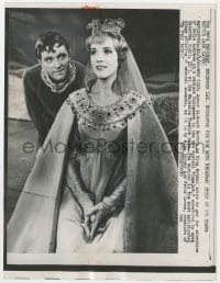 3h173 CAMELOT 7x9.25 news photo 1960 Richard Burton as King Arthur, Julie Andrews as Guinevere!