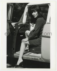 3h193 CHER 8x10 still 1980s in heels sitting in truck with the door open showing her legs!