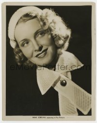 3h633 MIRIAM JORDAN 8x10.25 still 1930s smiling studio portrait over black background at Fox!