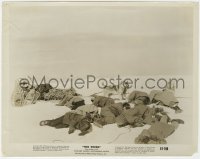 3h883 THING 8x10 still 1951 Howard Hawks classic horror, top cast on icy ground by sled & dogs!