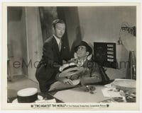 3h910 TWO AGAINST THE WORLD 8x10.25 still 1936 Hobart Cavanaugh puts hat on Humphrey Bogart's desk!