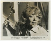 3h926 VAULT OF HORROR 8x10 still 1973 best close up of crazy Glynis Johns wielding a hammer!