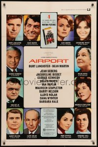 3j019 AIRPORT 1sh 1970 Burt Lancaster, Dean Martin, Jacqueline Bisset, Jean Seberg & more!