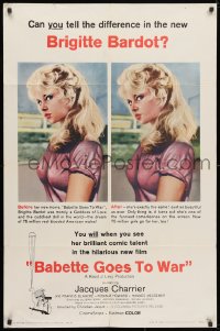 3j052 BABETTE GOES TO WAR 1sh 1960 super sexy soldier Brigitte Bardot, Babette s'en va-t-en guerre