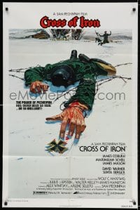 3j182 CROSS OF IRON 1sh 1977 Sam Peckinpah, Tanenbaum art of fallen World War II Nazi soldier!