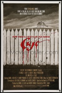 3j187 CUJO 1sh 1983 Stephen King, horrifying artwork of bloody fence & house by Robert Tanenbaum!