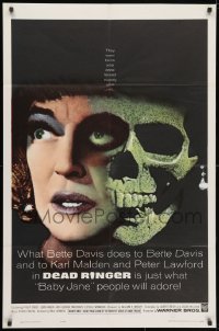 3j200 DEAD RINGER 1sh 1964 creepy close up of skull & Bette Davis, who kills her own twin!