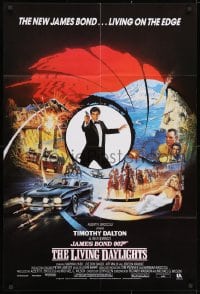 3j520 LIVING DAYLIGHTS English 1sh 1987 Timothy Dalton as James Bond, art montage by Brian Bysouth!