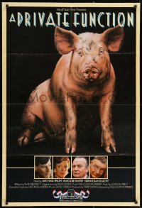 3j693 PRIVATE FUNCTION English 1sh 1984 Michael Palin, Maggie Smith, great pig art!