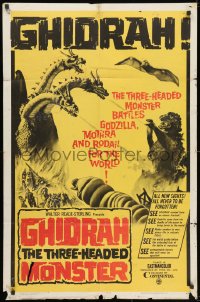 3j332 GHIDRAH THE THREE HEADED MONSTER 1sh 1965 Toho, he battles Godzilla, Mothra & Rodan!