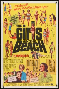 3j341 GIRLS ON THE BEACH 1sh 1965 Beach Boys, Lesley Gore, LOTS of sexy babes in bikinis!