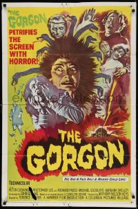 3j349 GORGON 1sh 1965 she had a face only a mummy could love, petrifies the screen w/ horror!