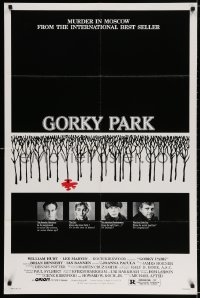 3j350 GORKY PARK 1sh 1983 William Hurt, Lee Marvin, cool bloody snow in trees art over top cast!
