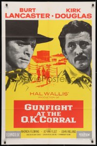 3j366 GUNFIGHT AT THE O.K. CORRAL 1sh 1957 Burt Lancaster, Kirk Douglas, directed by John Sturges!