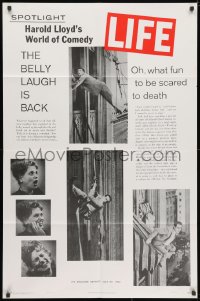 3j375 HAROLD LLOYD'S WORLD OF COMEDY B 1sh 1962 images of comedian Harold Lloyd, Life Magazine!