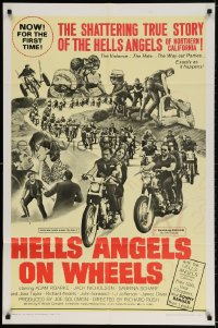 3j385 HELLS ANGELS ON WHEELS 1sh 1967 shattering true story of the Hells Angels of California!