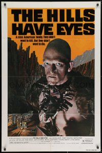3j395 HILLS HAVE EYES 1sh 1978 Wes Craven, classic creepy image of sub-human Michael Berryman!