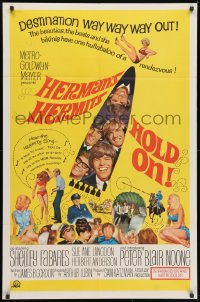 3j398 HOLD ON 1sh 1966 rock & roll, great image of Herman's Hermits, Shelley Fabares!