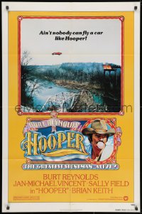 3j402 HOOPER teaser 1sh 1978 great portrait of stunt man Burt Reynolds car jumping ravine!