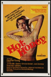 3j406 HOT HONEY 1sh 1981 naked Heather Young in throws of ecstasy!