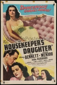 3j410 HOUSEKEEPER'S DAUGHTER 1sh R1946 Hal Roach, sexy Joan Bennett has dangerous curves ahead!