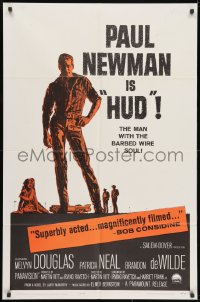 3j416 HUD 1sh 1963 close up of Paul Newman as the man with the barbed wire soul!