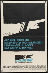 3j428 IN HARM'S WAY 1sh 1965 Otto Preminger, classic Saul Bass pointing hand artwork!