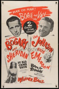 3j446 IT ALL CAME TRUE/MURDER IN THE BIG HOUSE 1sh 1940s Bogart, Johnson, Sheridan and Emerson!