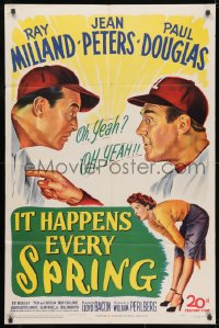 3j447 IT HAPPENS EVERY SPRING 1sh 1949 Ray Milland & Douglas on St. Louis Cardinals baseball team!
