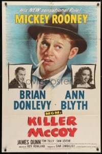 3j473 KILLER MCCOY 1sh 1947 great art of smoking Mickey Rooney with Brian Donlevy & Ann Blyth!
