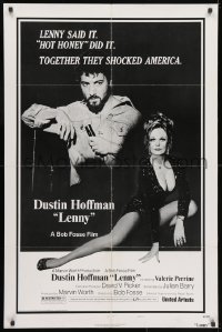 3j506 LENNY style B 1sh 1974 Dustin Hoffman as comedian Lenny Bruce w/microphone, Valerie Perrine!