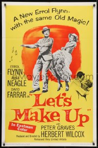 3j509 LET'S MAKE UP 1sh 1956 great image of Errol Flynn dancing with Anna Neagle!