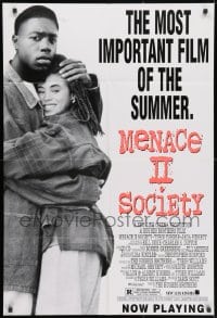 3j565 MENACE II SOCIETY 1sh 1993 Hughes Brothers, the truth about gang violence!
